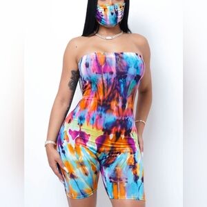 Multicolor Strapless Romper